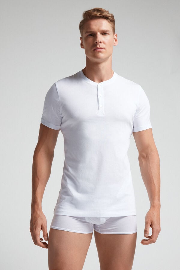 Camiseta Intimissimi Superior Cotton Henley Hombre Blancas | OBSJD9146