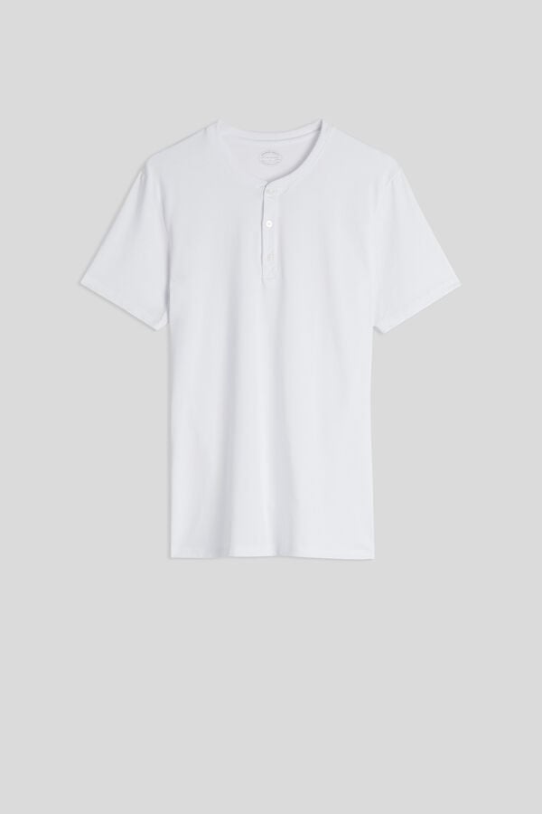 Camiseta Intimissimi Superior Cotton Henley Hombre Blancas | OBSJD9146