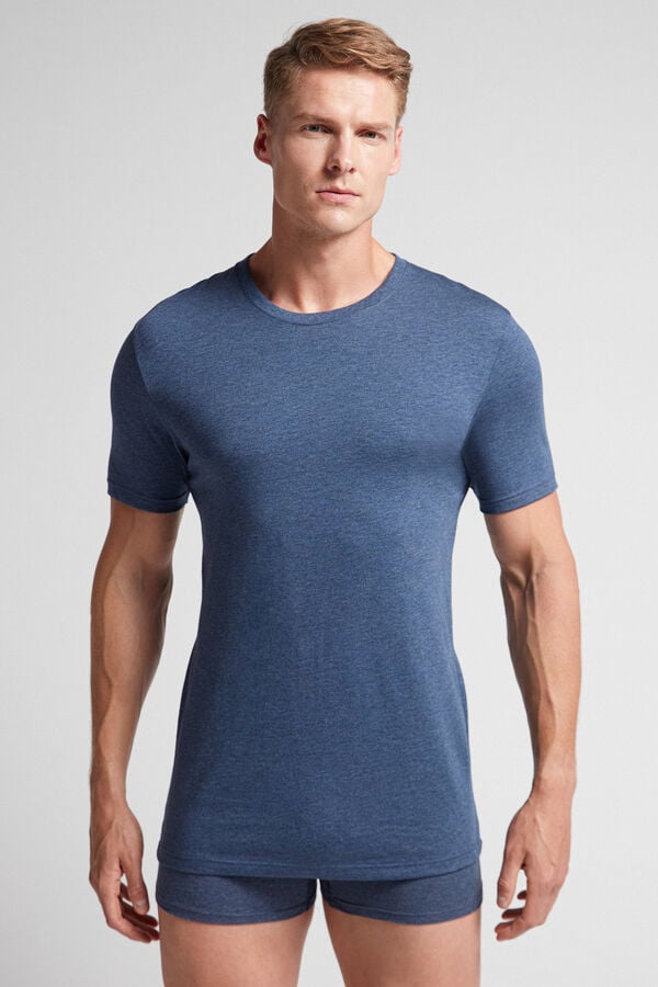 Camiseta Intimissimi Superior Cotton Hombre Azules | OIMVG8174