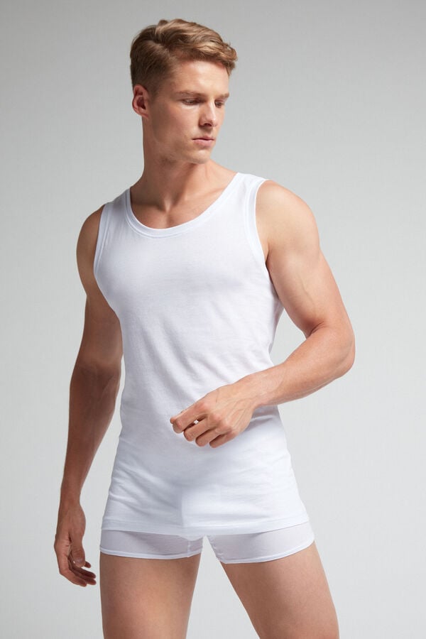 Camiseta sin Manga Intimissimi Extrafine Superior Cotton Round Neck Hombre Blancas | VCETP5832