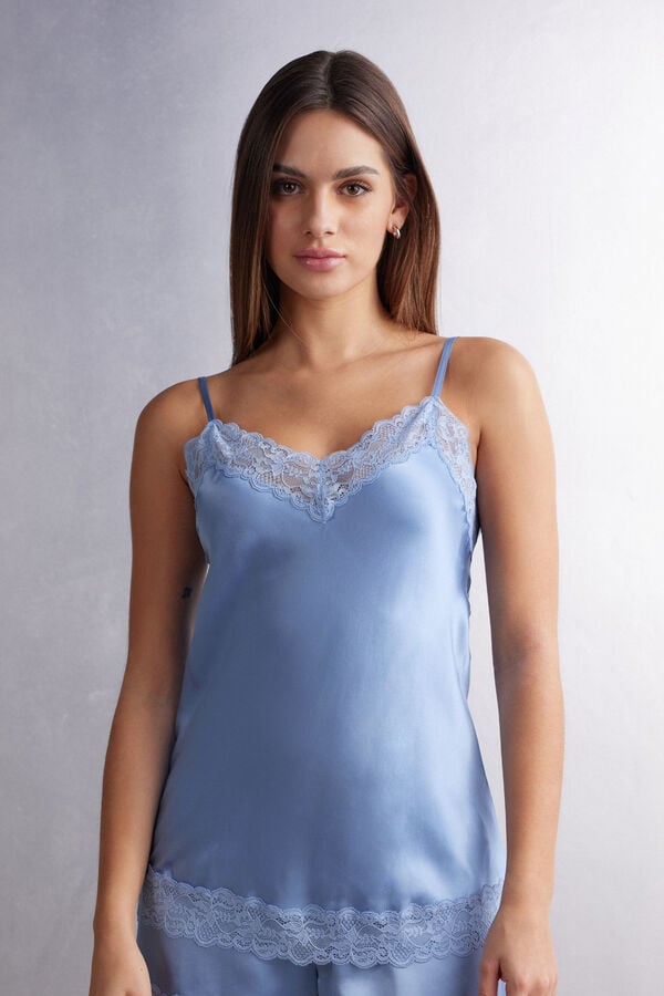 Camiseta sin Manga Intimissimi Lace And Silk Mujer Azules | NADRE3406