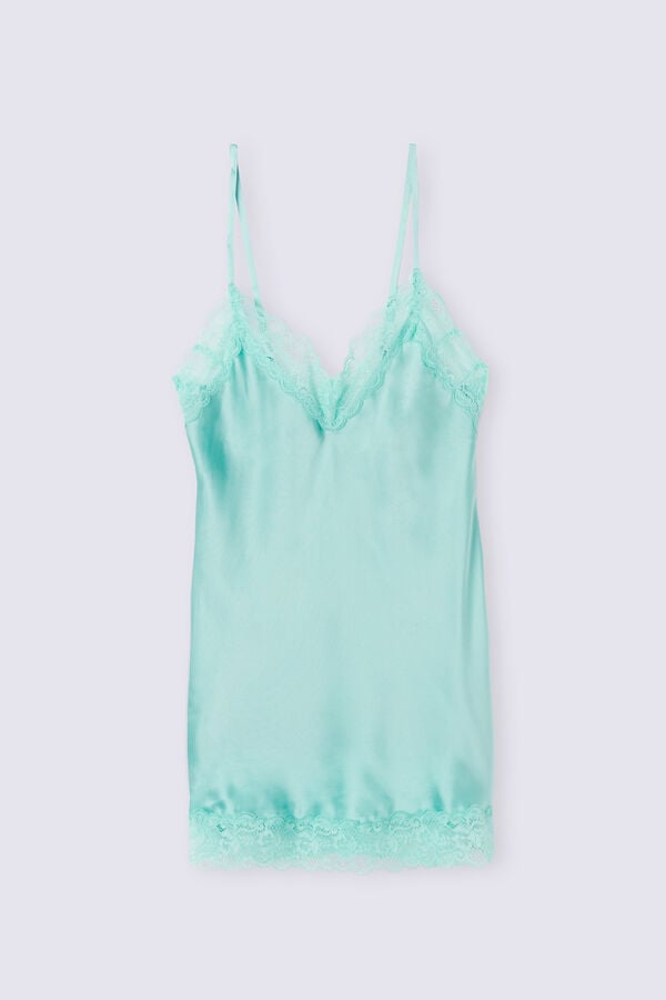 Camiseta sin Manga Intimissimi Lace And Silk Mujer Verde | KYMJS9621