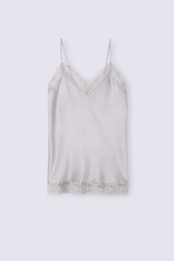 Camiseta sin Manga Intimissimi Lace And Silk Mujer Gris | VXOAR9603