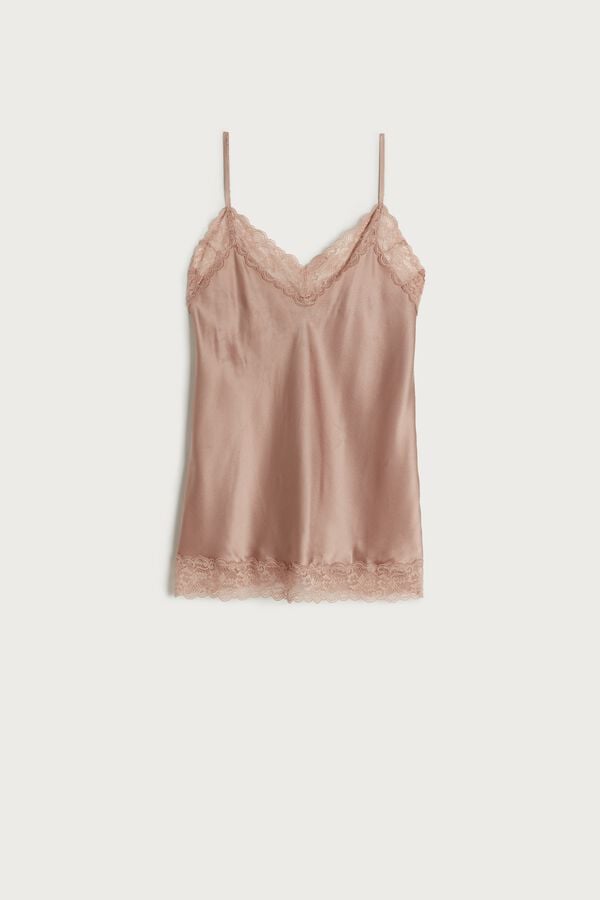 Camiseta sin Manga Intimissimi Lace And Silk Mujer Rosas | TGNOD8625