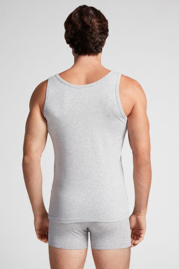 Camiseta sin Manga Intimissimi Round Neck In Stretch Superior Cotton Hombre Gris Claro | HNRXE5197