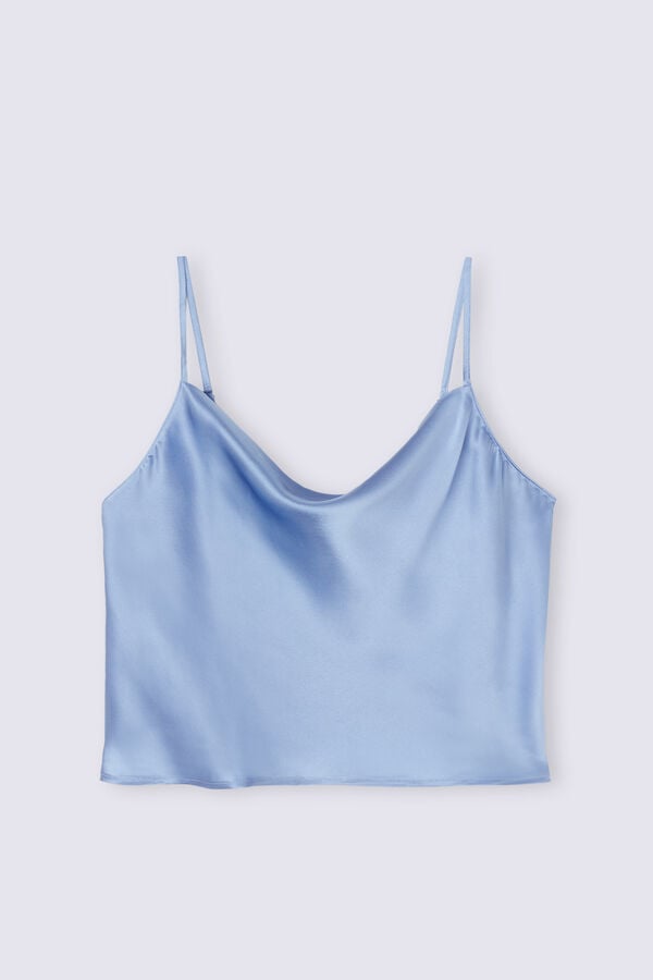 Camiseta sin Manga Intimissimi Silk Crop Camisole Mujer Azules | EHZDJ7569