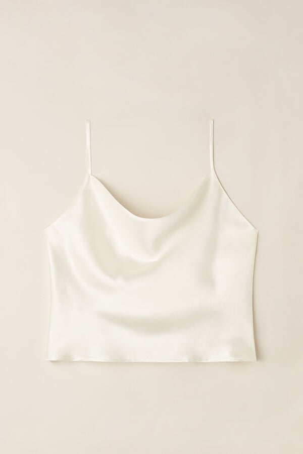 Camiseta sin Manga Intimissimi Silk Crop Camisole Mujer Blancas | FXSGN7960