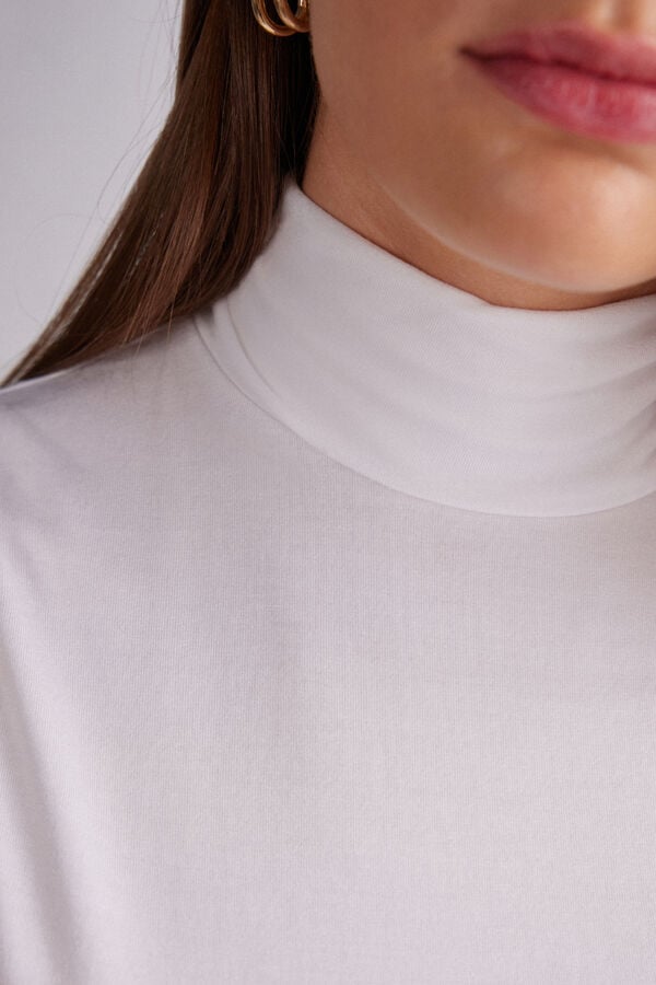 Camiseta sin Manga Intimissimi Sleeveless Turtleneck Micromodal Mujer Blancas | QDEXY0491