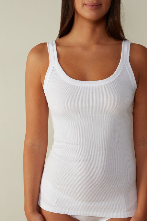 Camiseta sin Manga Intimissimi Superior Cotton Racer Back Mujer Blancas | DCGQF7862