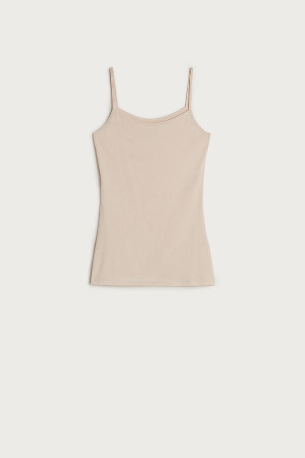 Camiseta sin Manga Intimissimi Ultrafresh Cotton Camisole Mujer Creme Rosas | RMJVL5097