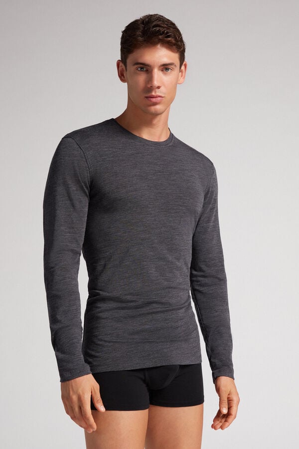 Camisetas Manga Larga Intimissimi Crew-Neck Merino-Wool Hombre Gris | XZOWB2340