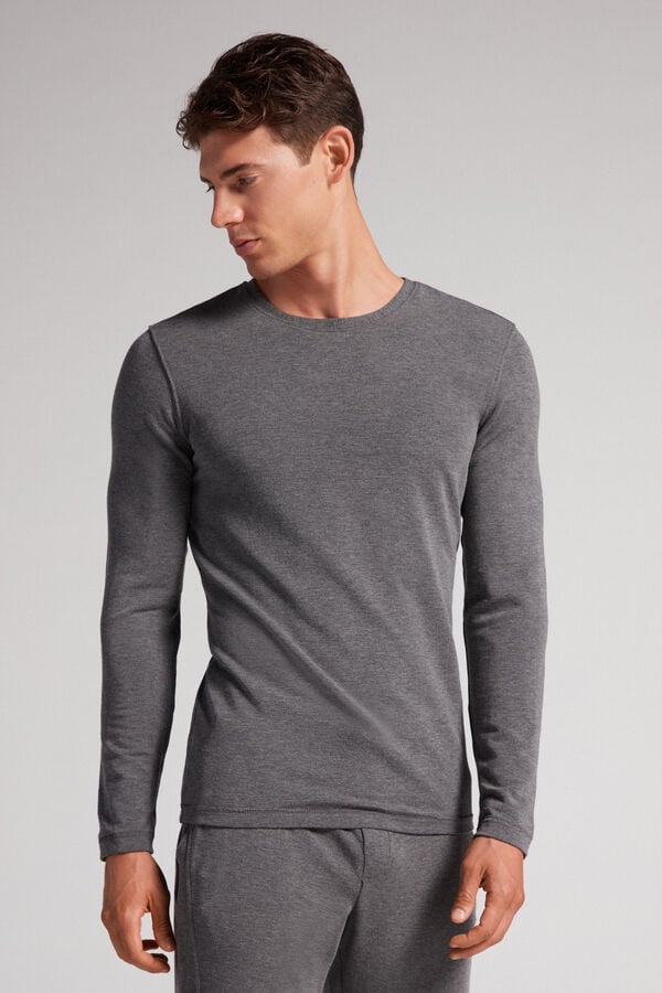 Camisetas Manga Larga Intimissimi Modal-Cashmere Hombre Gris Oscuro | CUPJD1594