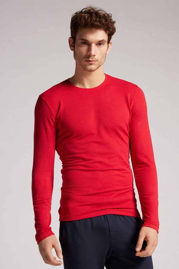 Camisetas Manga Larga Intimissimi Modal-Cashmere Hombre Rojas | AUDTG3567