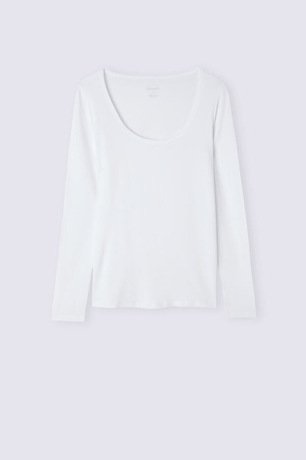 Camisetas Manga Larga Intimissimi Scoop Neck In Micro-Modal Mujer Blancas | VYOZD2135