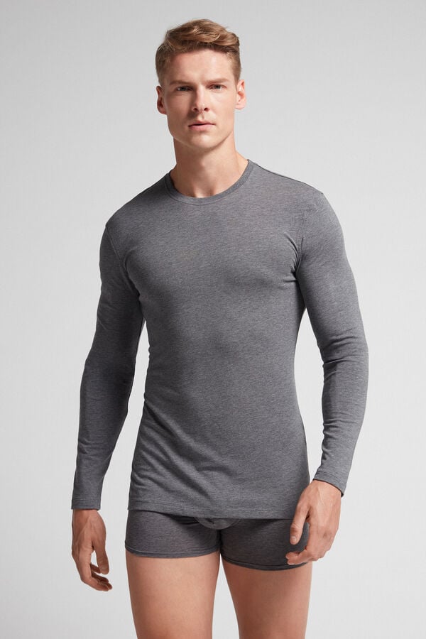 Camisetas Manga Larga Intimissimi Stretch Superior Cotton Hombre Gris Oscuro | AYXMN9581