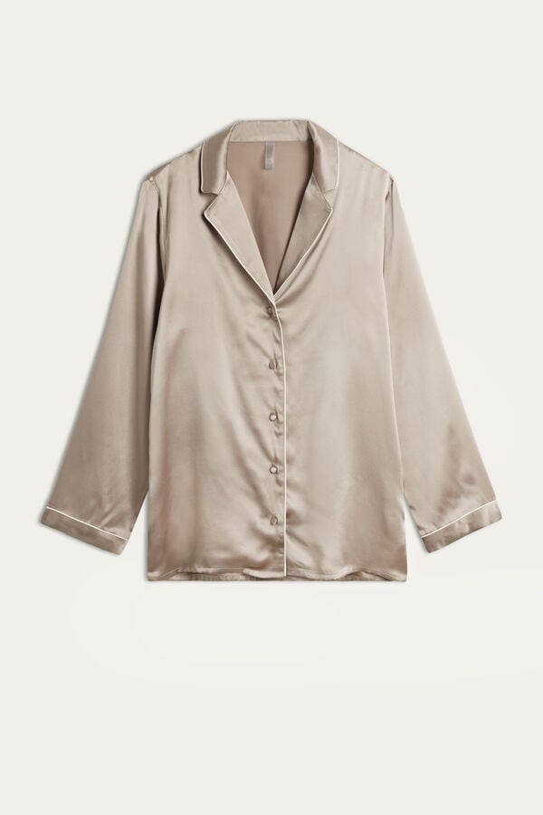 Chaqueta Intimissimi Mannish-Cut In Silk Satin Mujer Beige | PVBTQ7268