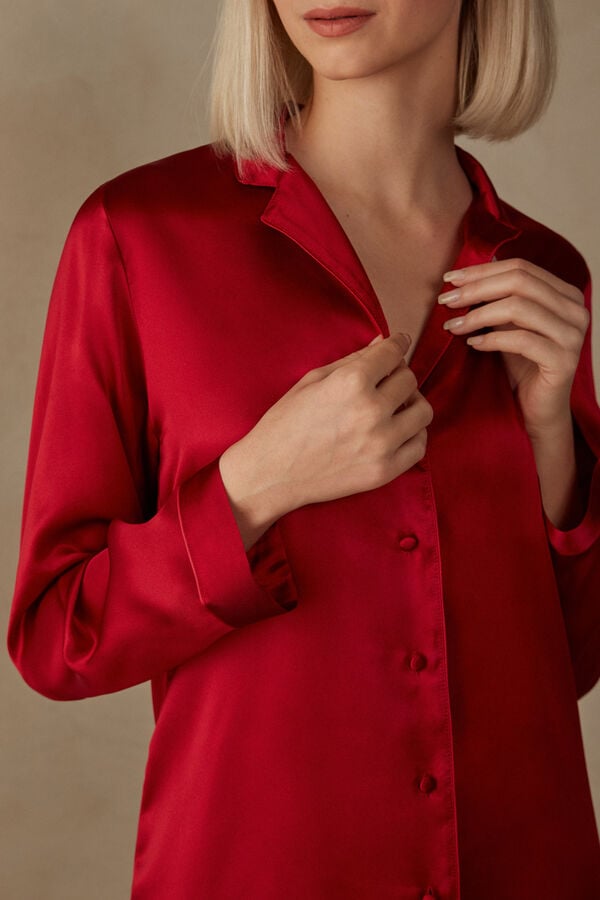 Chaqueta Intimissimi Mannish-Cut In Silk Satin Mujer Rojas | YUSTC4370