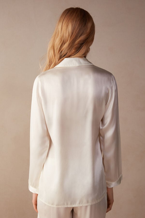 Chaqueta Intimissimi Mannish-Cut In Silk Satin Mujer Blancas | ZQBDN2801