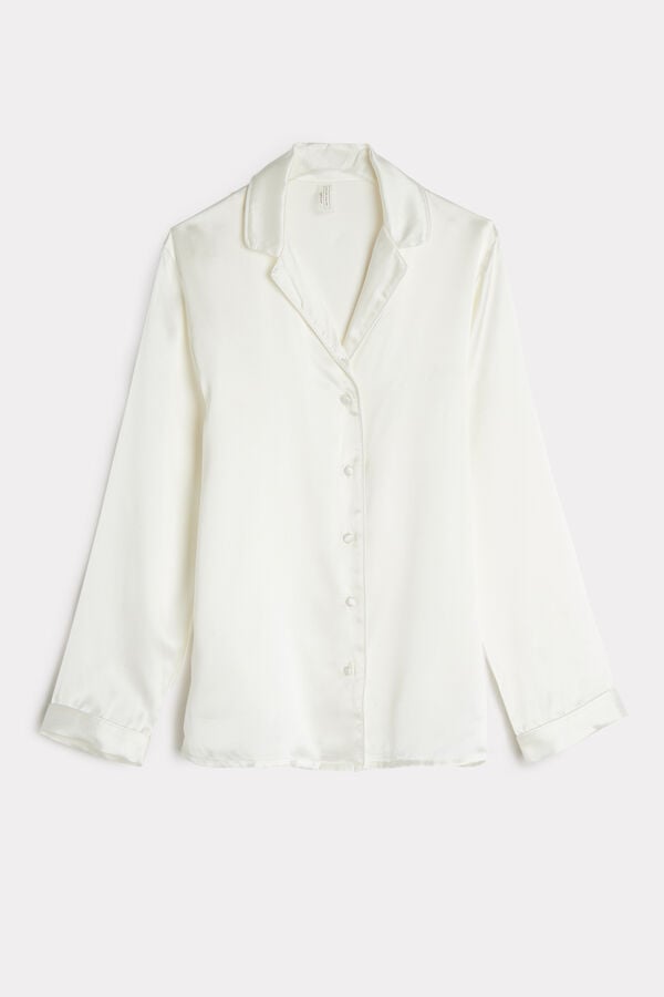 Chaqueta Intimissimi Mannish-Cut In Silk Satin Mujer Blancas | ZQBDN2801