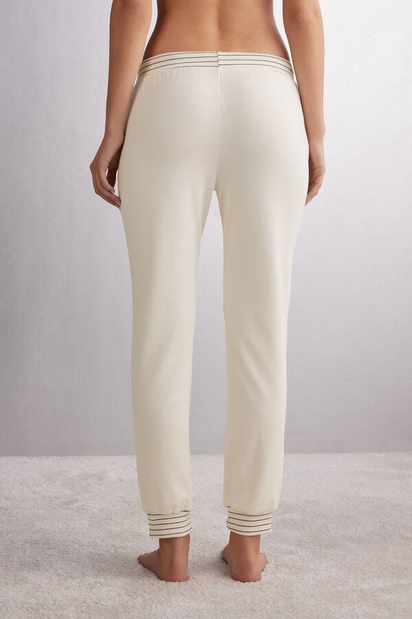 Pantalon Intimissimi Creamy Stripes Jogger Mujer Blancas | FSOUV9087