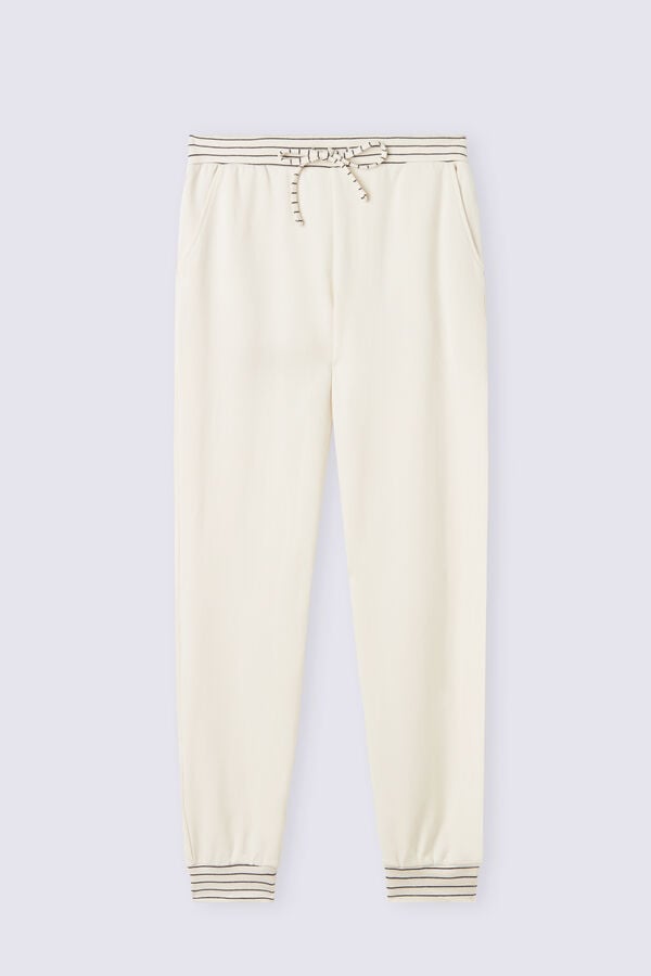 Pantalon Intimissimi Creamy Stripes Jogger Mujer Blancas | FSOUV9087