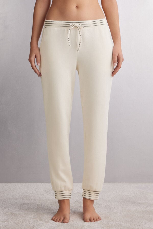 Pantalon Intimissimi Creamy Stripes Jogger Mujer Blancas | FSOUV9087