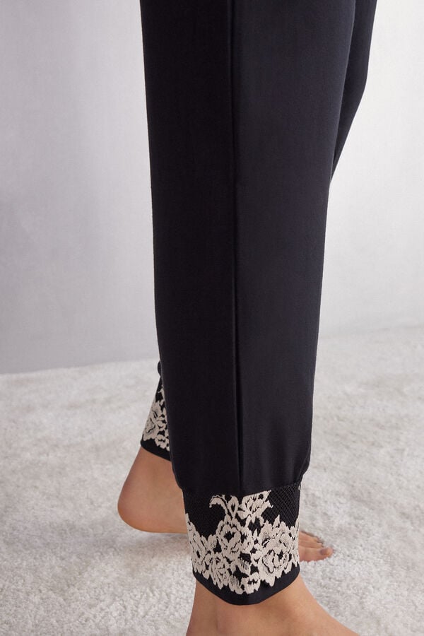 Pantalon Intimissimi Pretty Flowers Full Length Cuffed Modal Mujer Negras Blancas | ETZVD1572