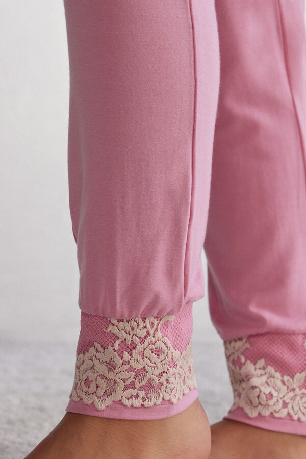 Pantalon Intimissimi Pretty Flowers Full Length Cuffed Modal Mujer Rosas Blancas | KERAJ4138