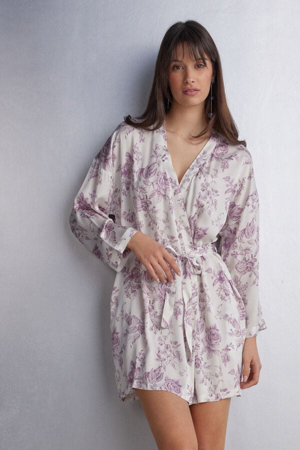 Pijama Intimissimi Graceful Simplicity Satin Kimono Mujer Rosas | EYPHV7361