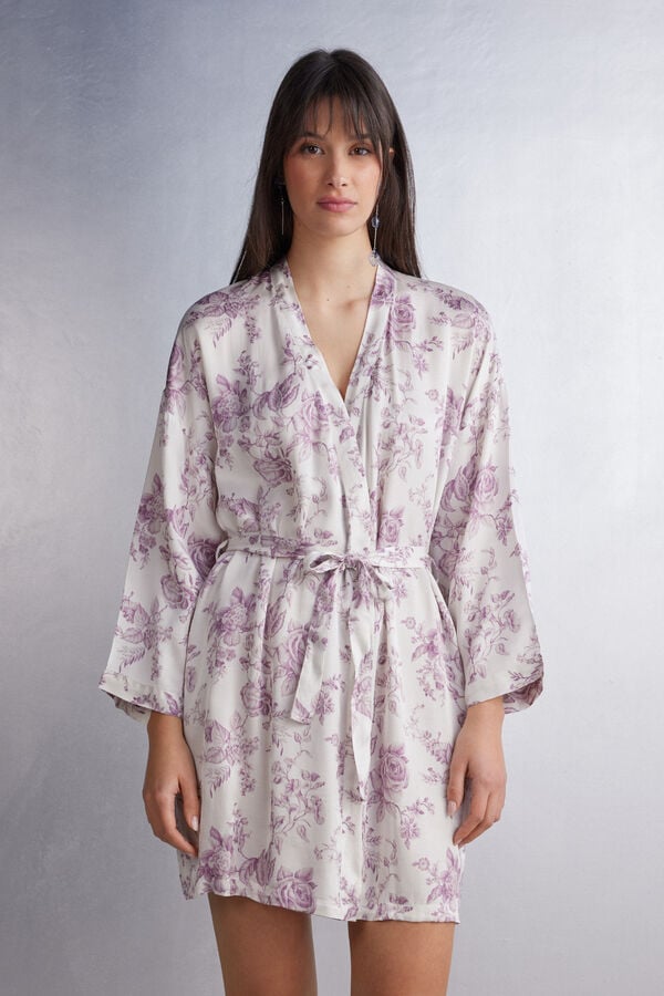 Pijama Intimissimi Graceful Simplicity Satin Kimono Mujer Rosas | EYPHV7361