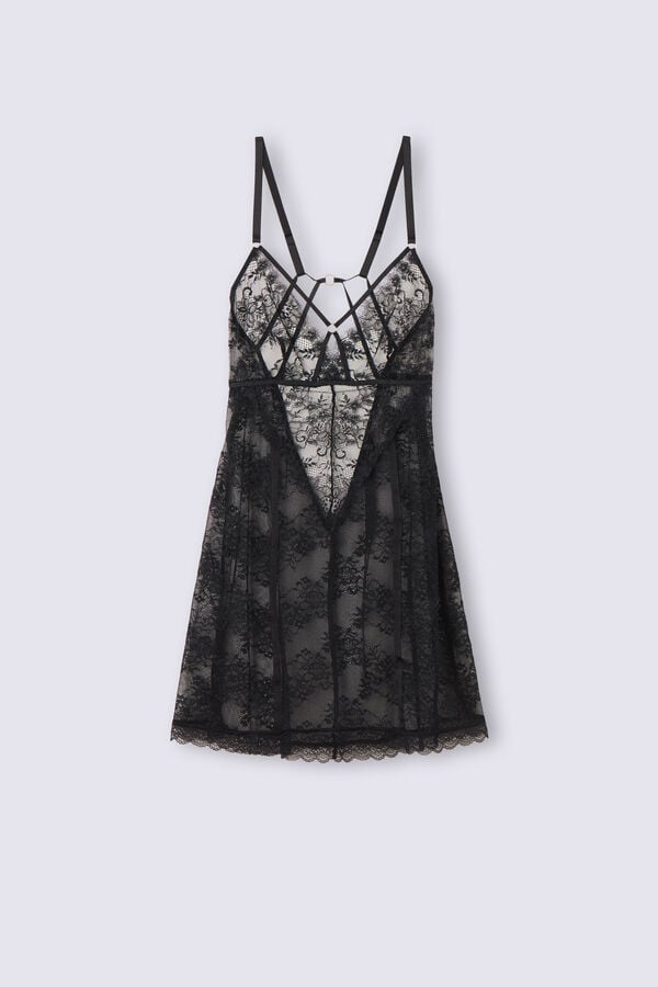 Pijama Intimissimi Intricate Surface Lace Babydoll Mujer Negras | HFTPO7280