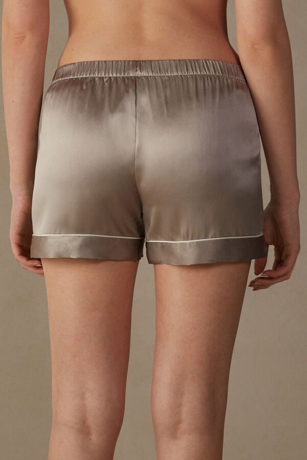 Short Intimissimi Silk With Contrast Trim Mujer Beige | HJFYS1874