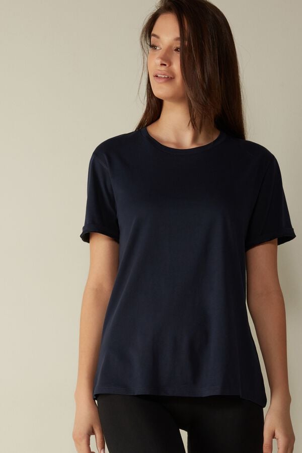 Short Sleeve Intimissimi Superior Cotton Mujer Azules | QVBGR8971