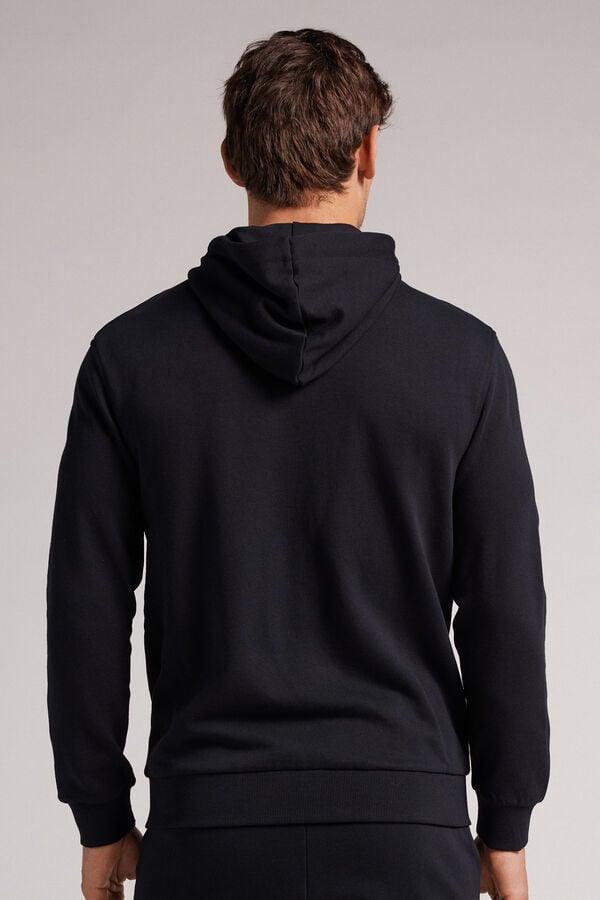 Sudadera con Capucha Intimissimi Cotton Zip Hombre Negras | HGQVP6407