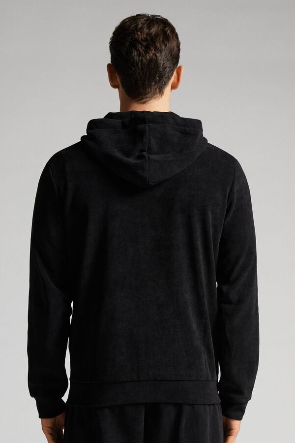 Sudadera con Capucha Intimissimi Ribbed Chenille Hombre Negras | TMECL0179