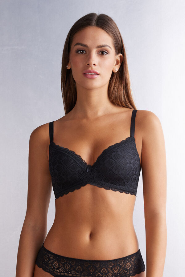 Sujetador Intimissimi Adele Triangle Lace Mujer Negras | OZAGE1398