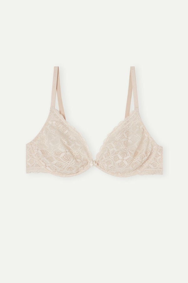 Sujetador Intimissimi Alessia Balconette Lace Mujer Creme Rosas | LHGJF9743