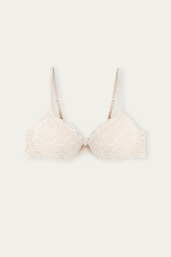 Sujetador Intimissimi Bellissima Push-Up Lace Mujer Creme Rosas | ICAFH7862