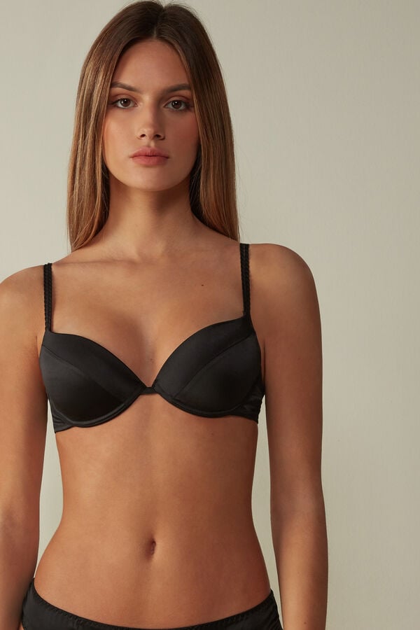 Sujetador Intimissimi Bellissima Silk Push-Up Mujer Negras | WKLZU0758