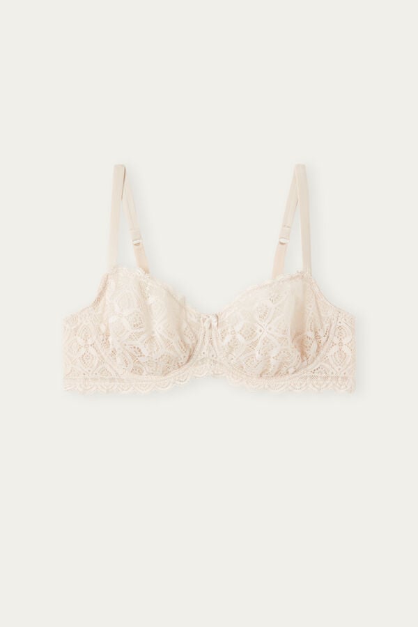 Sujetador Intimissimi Daniela Balconette Lace Mujer Creme Rosas | YWOBJ5367