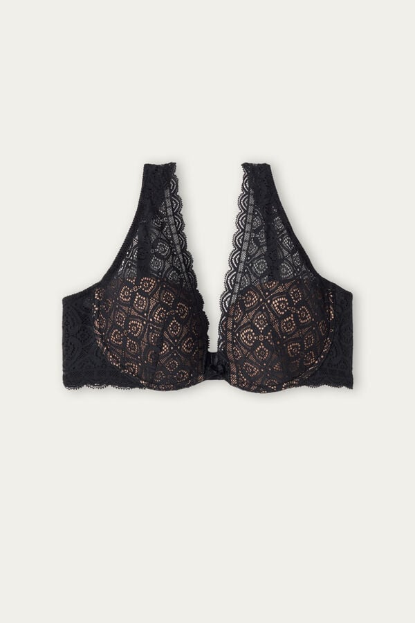 Sujetador Intimissimi Elena Balconette Lace Mujer Negras | MROBU9241