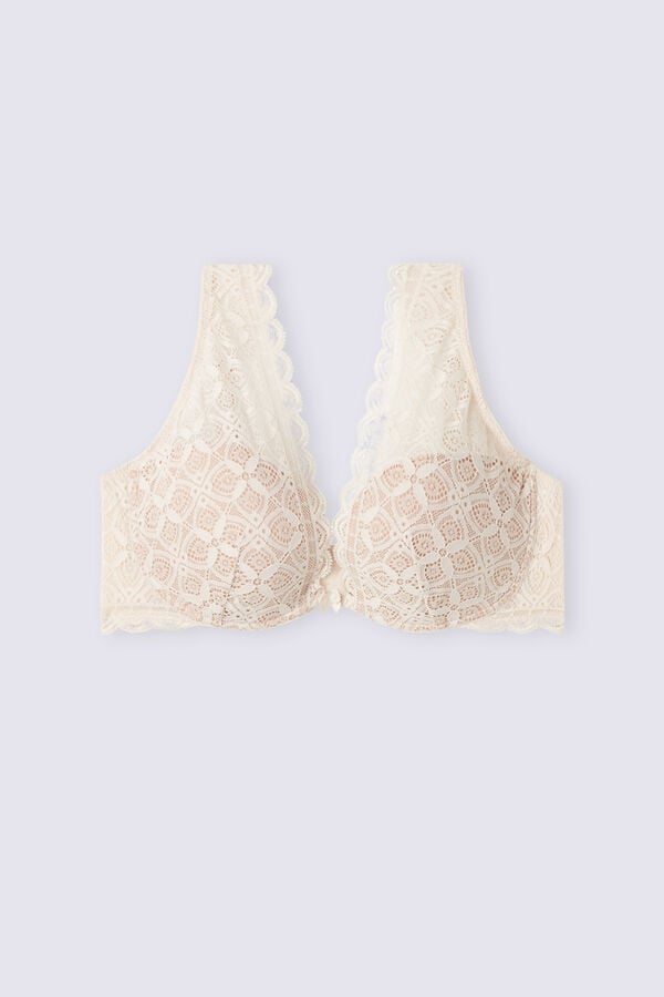 Sujetador Intimissimi Elena Balconette Lace Mujer Creme Rosas | QVSPF4906