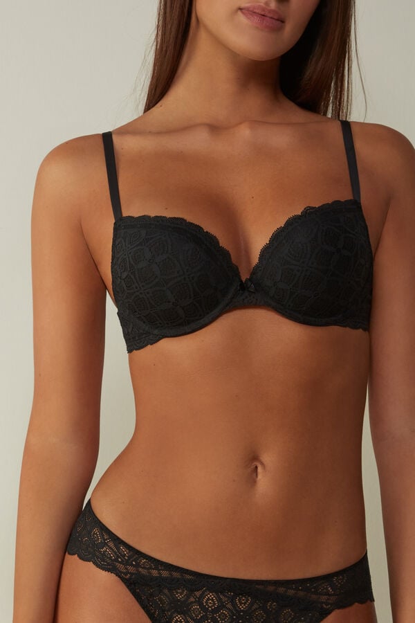 Sujetador Intimissimi Elettra Super Push-Up Lace Mujer Negras | ENGUA6897