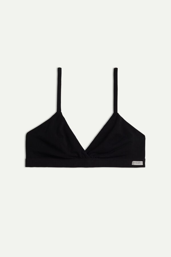 Sujetador Intimissimi Emma Triangle Natural Cotton Mujer Negras | DCEPK7039