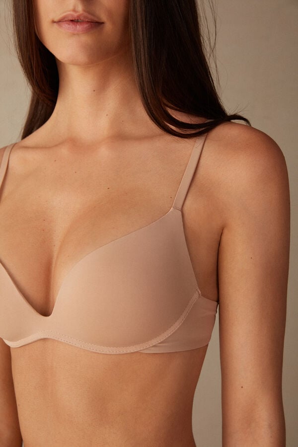 Sujetador Intimissimi Gioia B Cup Microfiber Super Push-Up Mujer Naranjas Beige | MRFXY3157