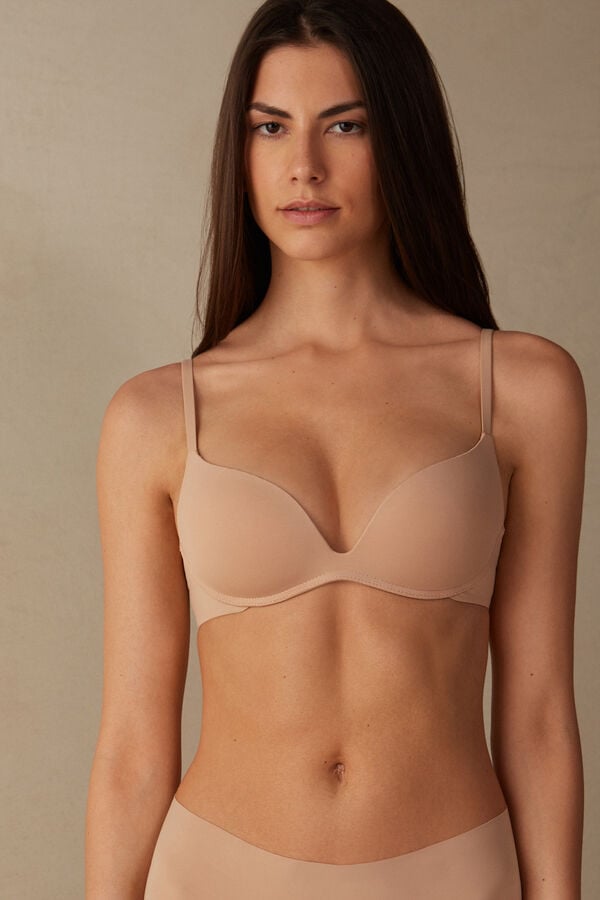 Sujetador Intimissimi Gioia B Cup Microfiber Super Push-Up Mujer Naranjas Beige | MRFXY3157