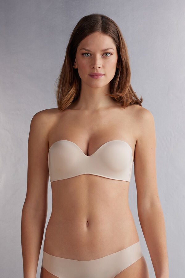 Sujetador Intimissimi Gioia Bandeau Ultralight Microfiber Mujer Creme Rosas | IXLRM3120