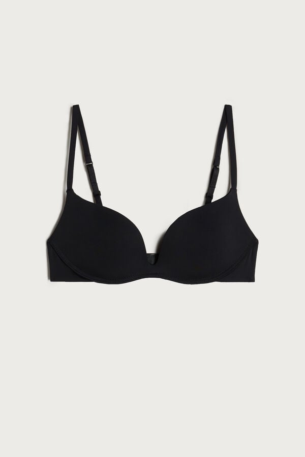 Sujetador Intimissimi Gioia C-D Cup Microfiber Super Push-Up Mujer Negras | JYEGC3984