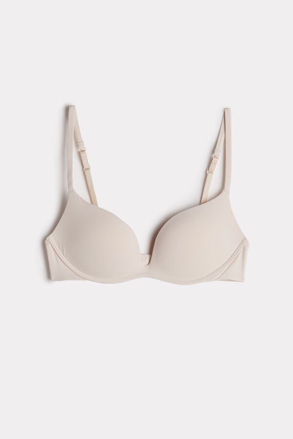 Sujetador Intimissimi Gioia C-D Cup Microfiber Super Push-Up Mujer Creme Rosas | SWTIL8372