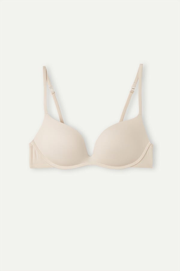 Sujetador Intimissimi Gioia Push-Up Ultralight Microfiber Mujer Creme Rosas | XJIPE9714